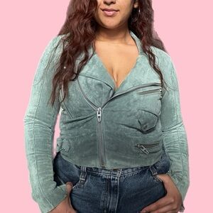 ✨blankNYC suede moto jacket - aqua✨